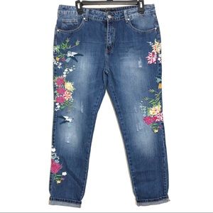 Realty Jeans Capri Pants Embroidered Denim Skinny Jeans L 40